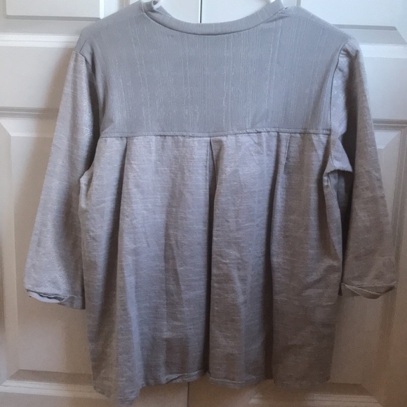 4/$25 Lola Made in Canada Silver Boho Blouse 3/4 Sleeves Size XS Women /XXL Girl - Picture 2 of 5